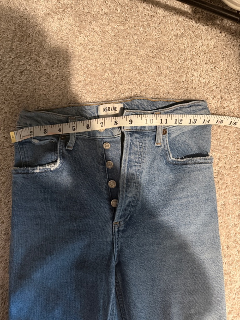 AGOLDE High-Waist Ripped Button-Fly Jeans - Light Blue - Picture 2 of 6